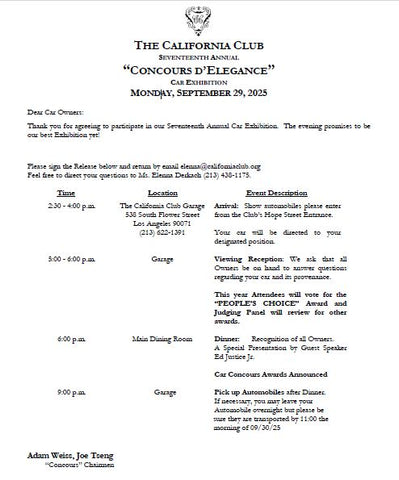 2025 Ca Club Concours d'Elegance Dinner